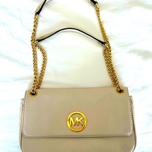 Michael Kors Fulton Shoulder/Crossbody Bag in Cream & Gold